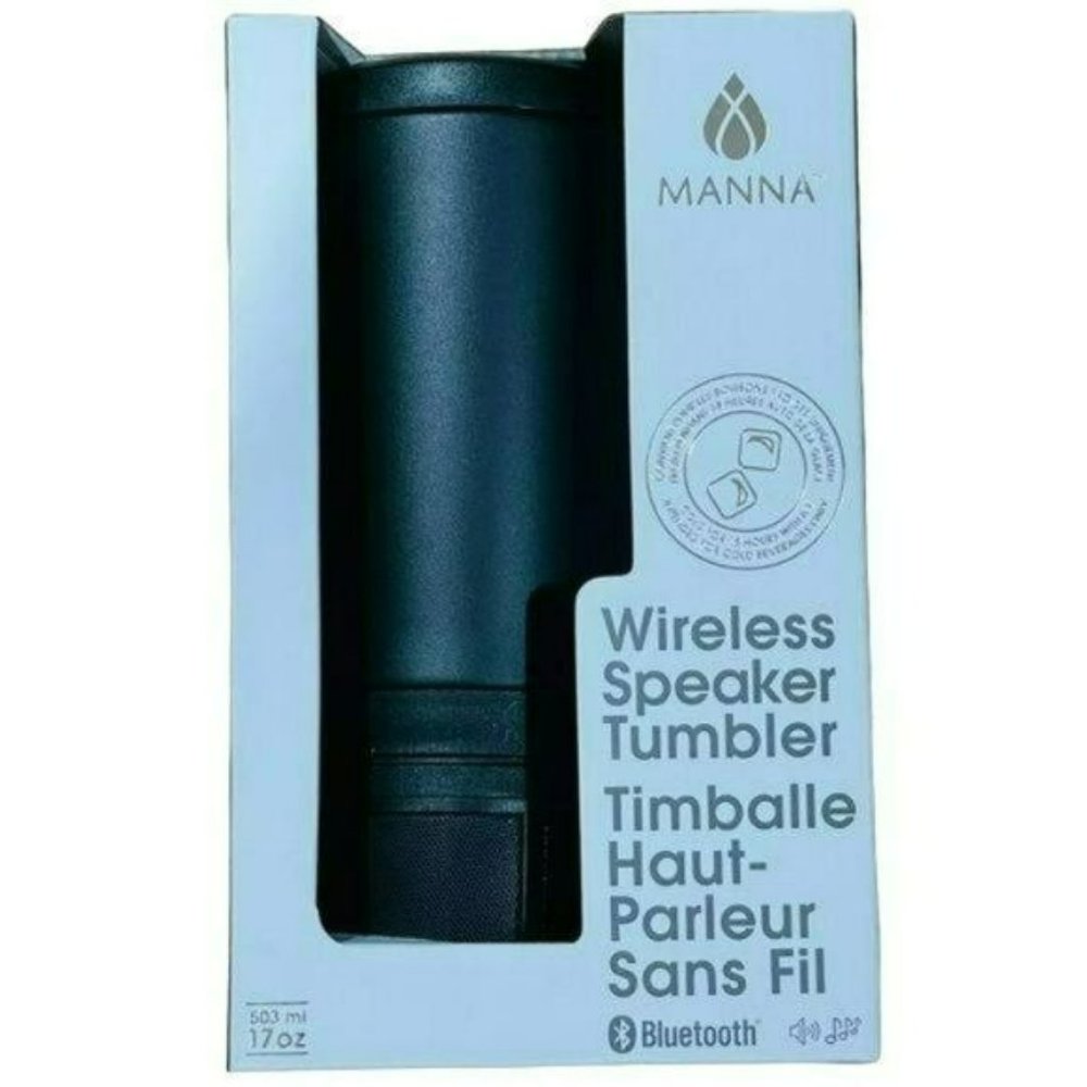 Manna Black Wireless Speaker‎ Tumbler 17oz  Bluetooth Music Speaker Tumbler